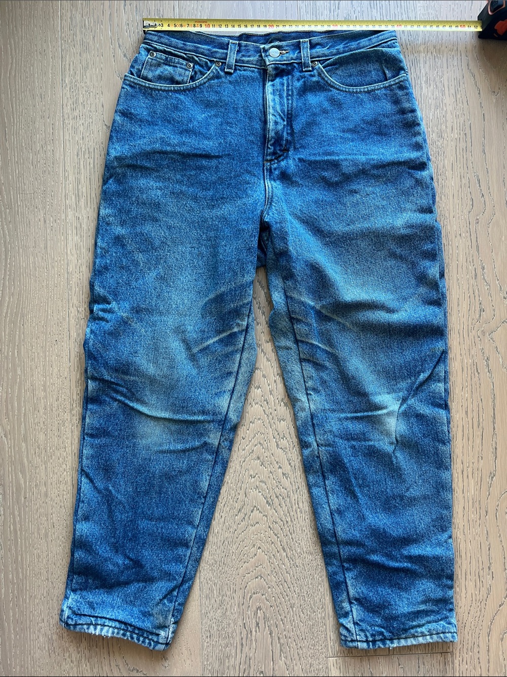 L.L. Bean Men's Fleece-lined Jeans in Distressed Blue Denim